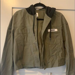 Vans olive cropped Utility jacket with hood